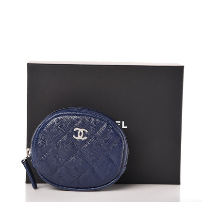 Chanel Caviar Quilted Zip Around Classic Coin Purse Navy Blue 8 of 8
