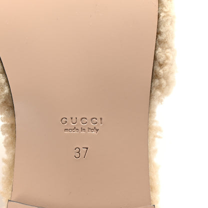 Gucci Shearling Interlocking G Cut Out Slide Sandals 37 Butterscotch 7 of 9