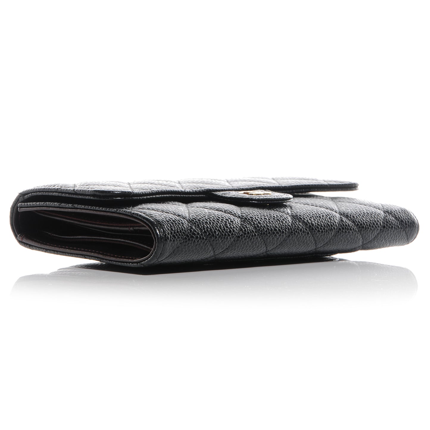 Caviar Quilted Long Flap Wallet Black