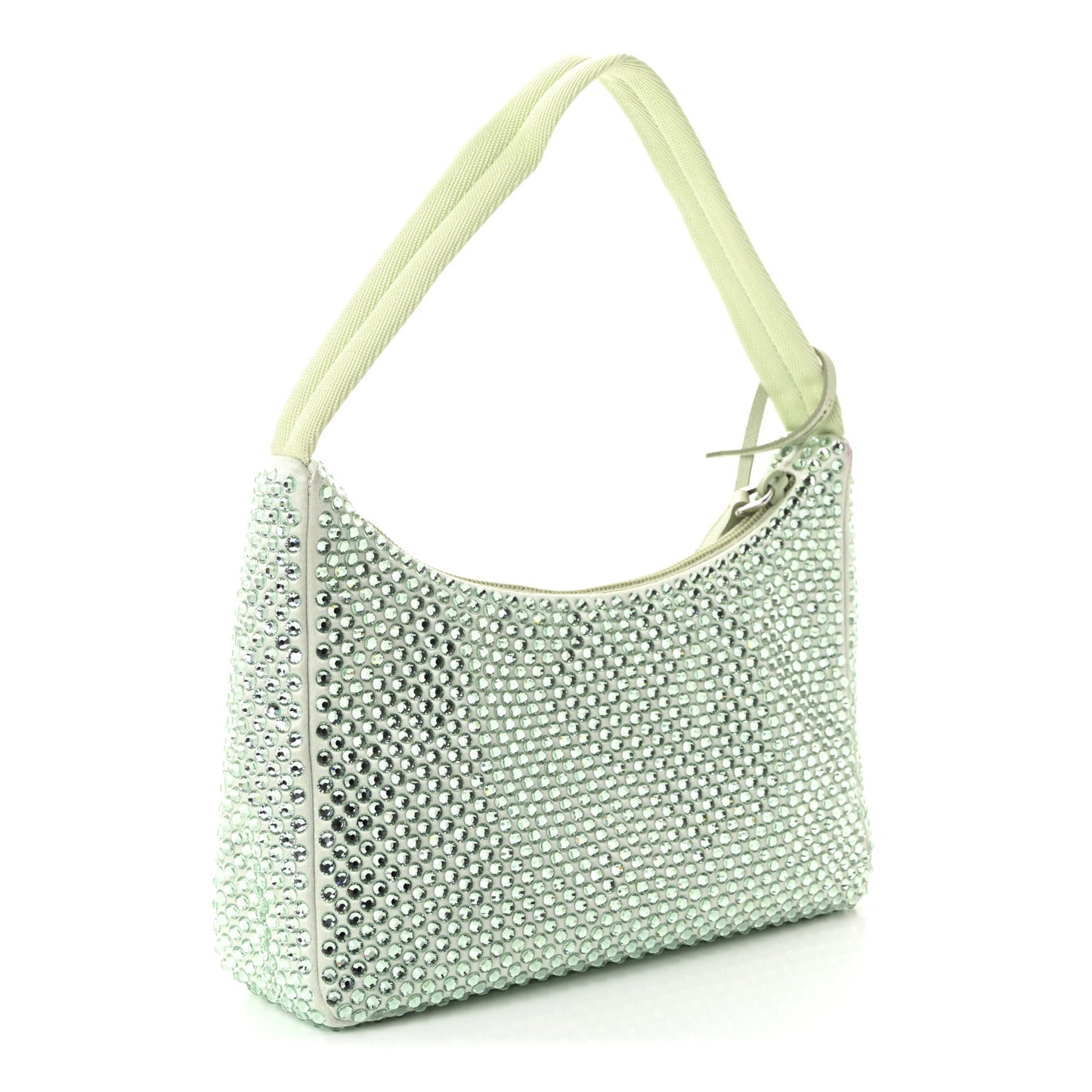 Satin Crystal Mini Re-Edition 2000 Bag Acqua