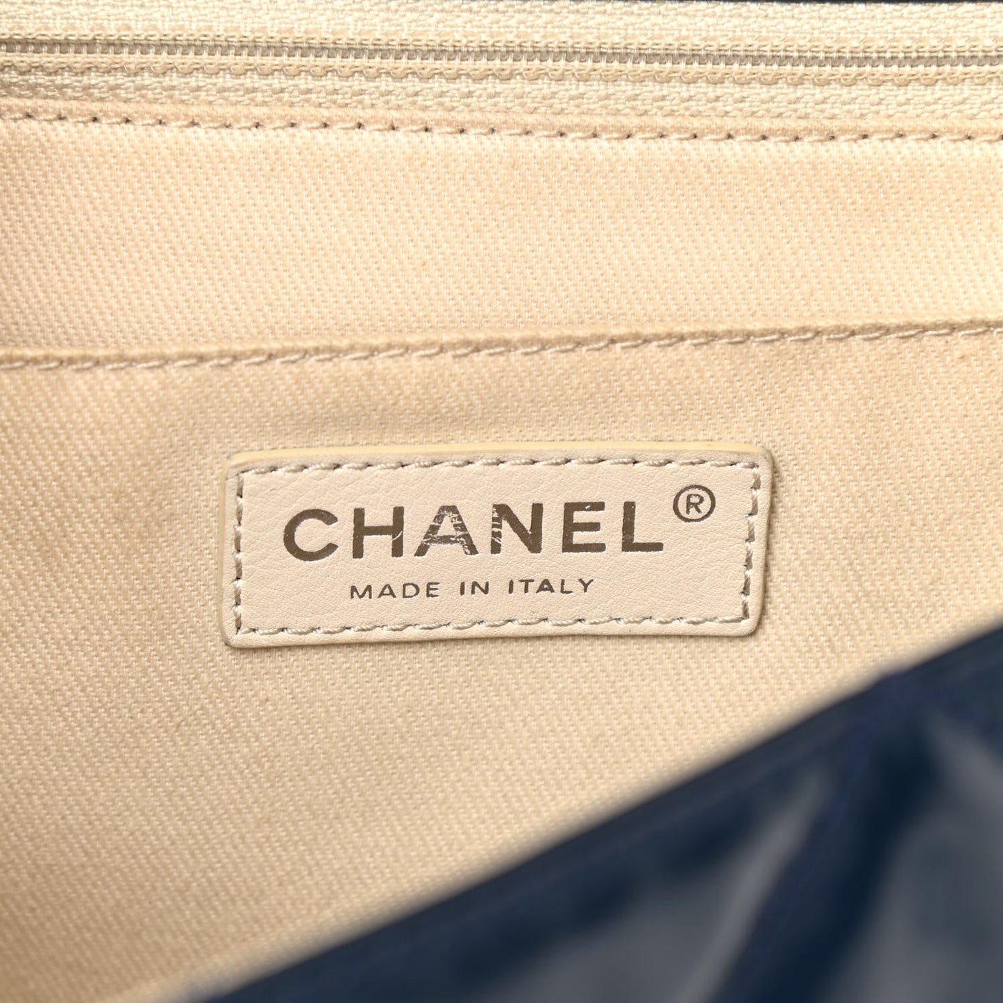 Vinyl Quilted In The Business Flap Bag Navy Blue