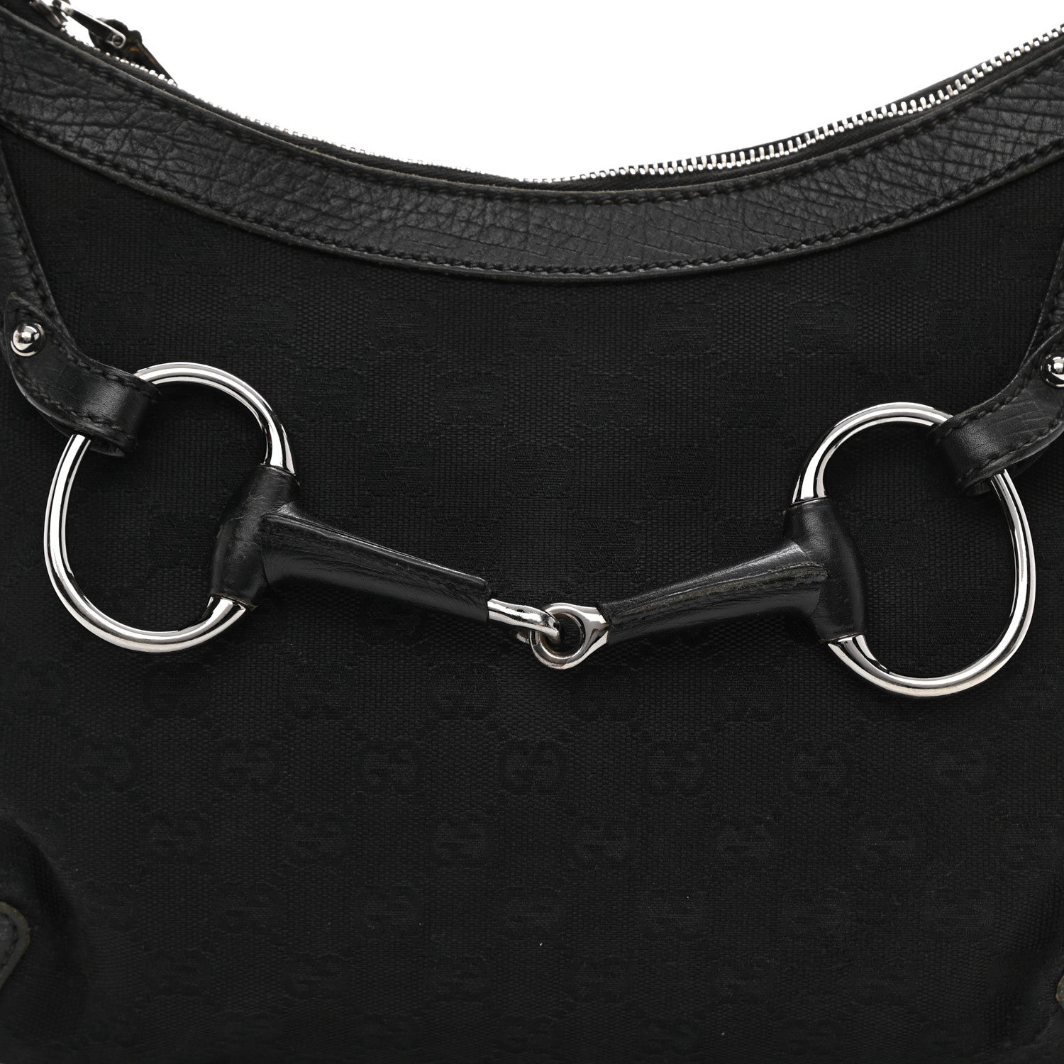 Gucci Monogram Horsebit Hobo Black 16 of 34