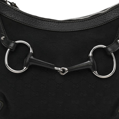 Gucci Monogram Horsebit Hobo Black 16 of 34