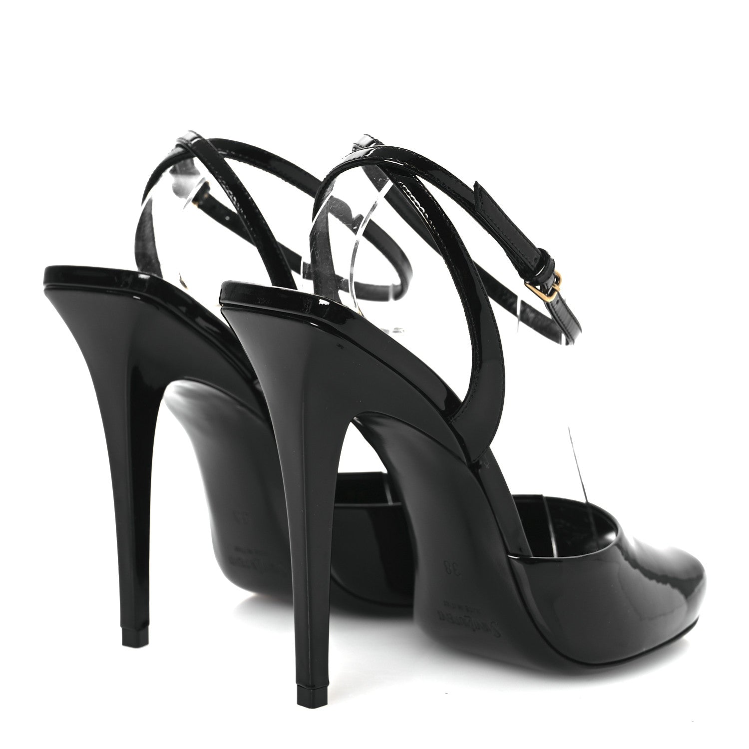 Saint Laurent Patent Calfskin La Scandale 110 Sandals 38 Black 5 of 12