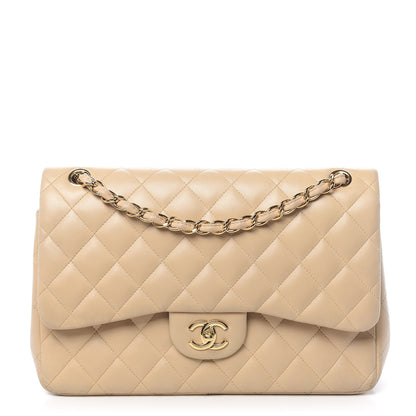 Chanel Lambskin Quilted Jumbo Double Flap Beige 1 of 18