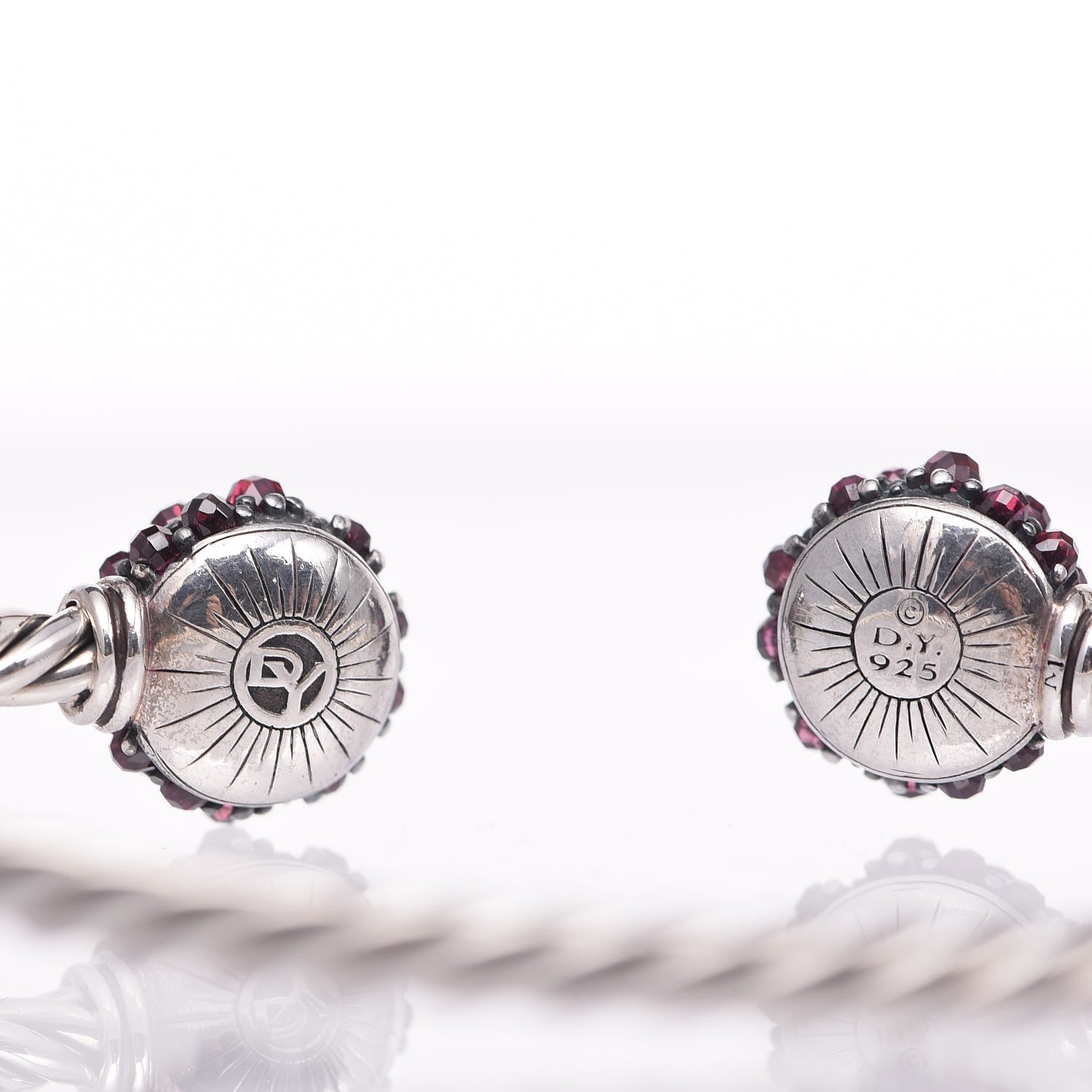 David Yurman Sterling Silver Garnet Berries Cable Bracelet 4 of 5
