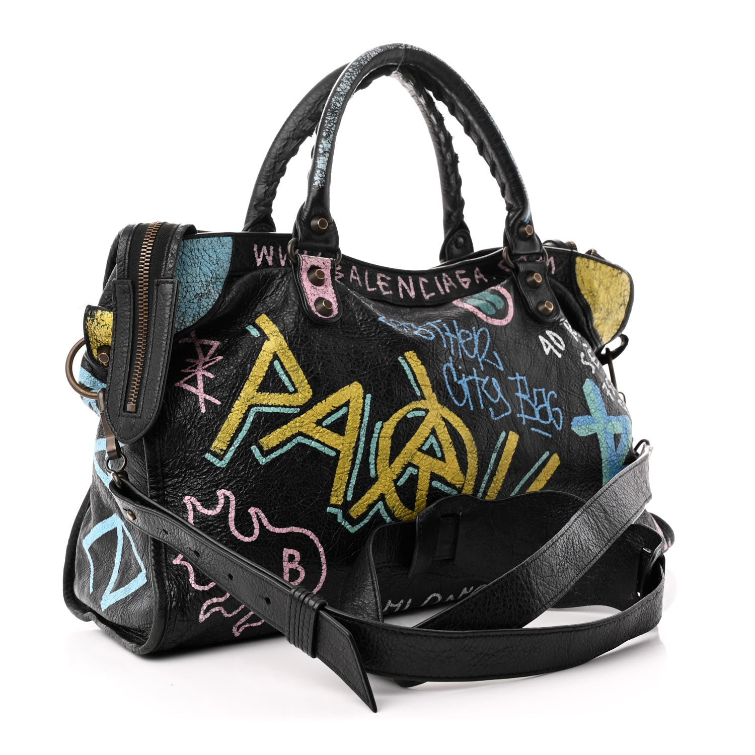 Balenciaga Agneau Graffiti All Over Classic Hardware City Black Multicolor 4 of 13
