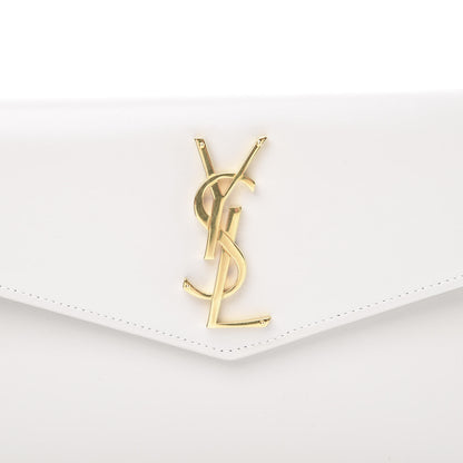 Saint Laurent Smooth Shiny Calfskin Monogram Uptown Pouch White 9 of 10