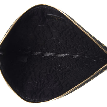 Chanel Lambskin Camellia Embossed Medium Cosmetic Case Black Gold 5 of 7