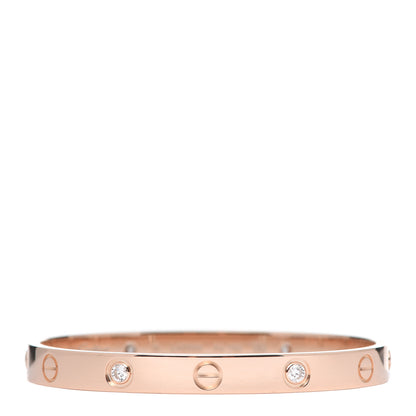 Cartier 18K Pink Gold 4 Diamond LOVE Bracelet 16 1 of 7