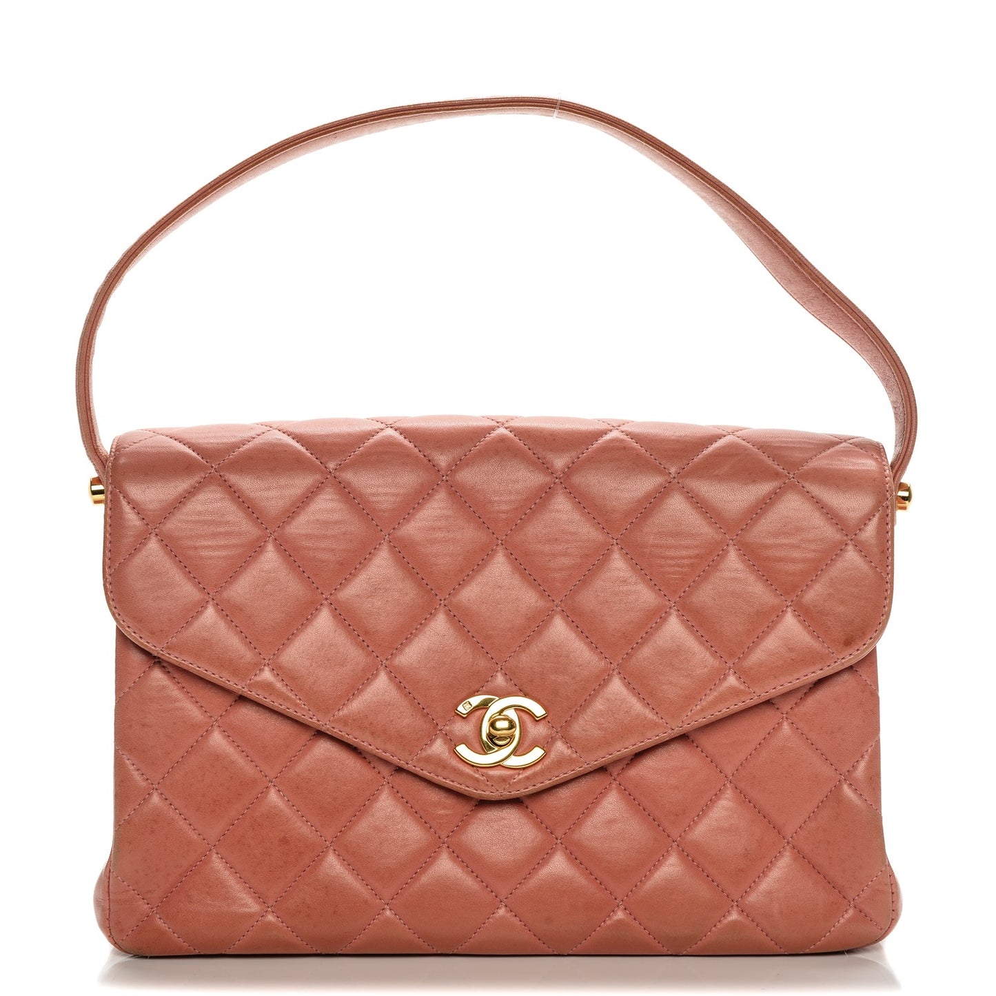 Lambskin Quilted Envelope Single Flap Pink