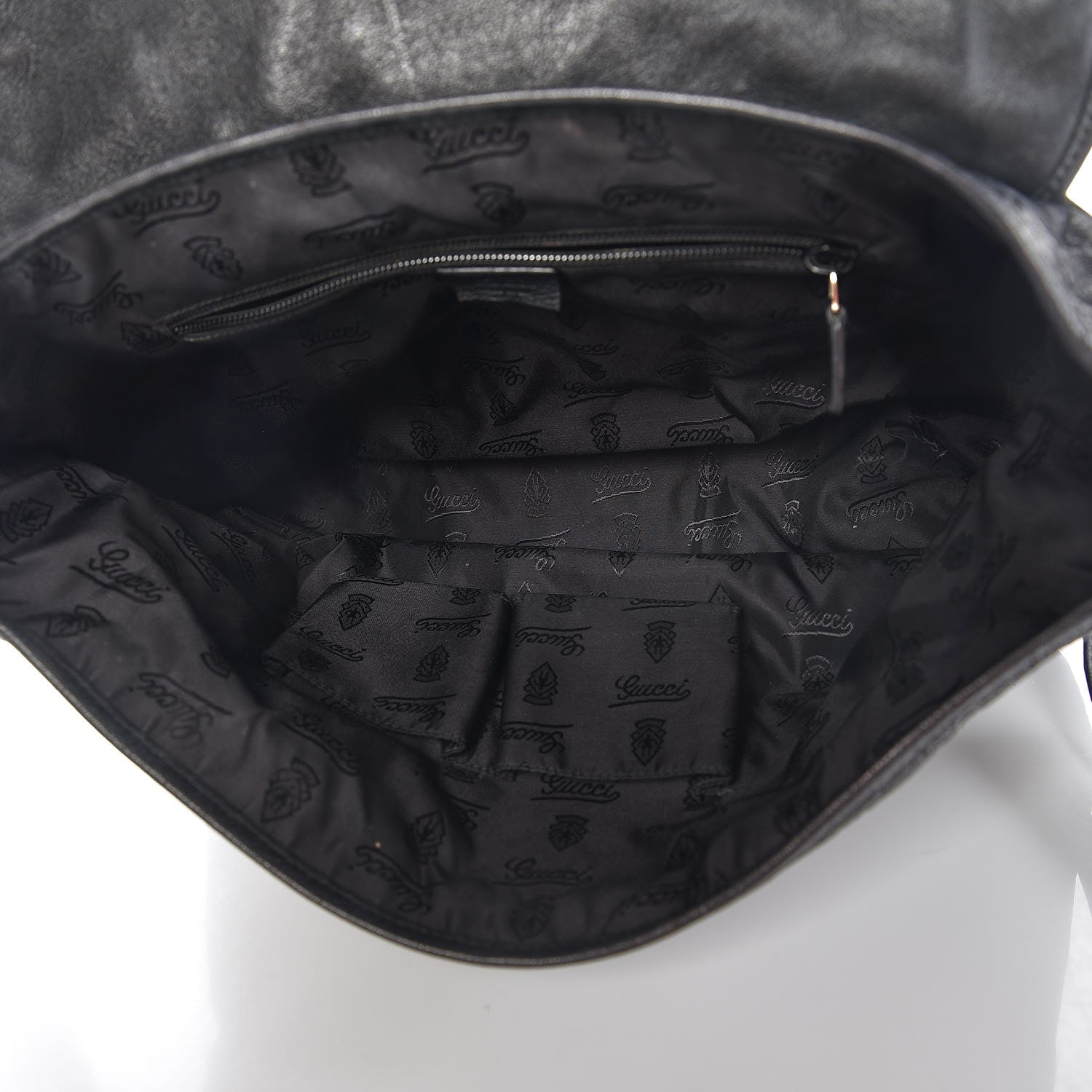 Gucci Guccissima Medium Flap Messenger Bag Black 5 of 15