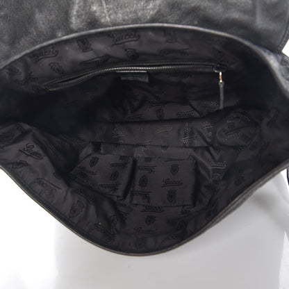 Gucci Guccissima Medium Flap Messenger Bag Black 5 of 15