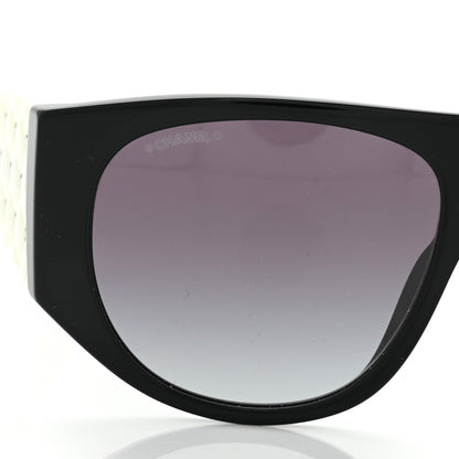 Chanel Acetate Quilted CC Pilot Sunglasses 71465 White Black 5 of 7