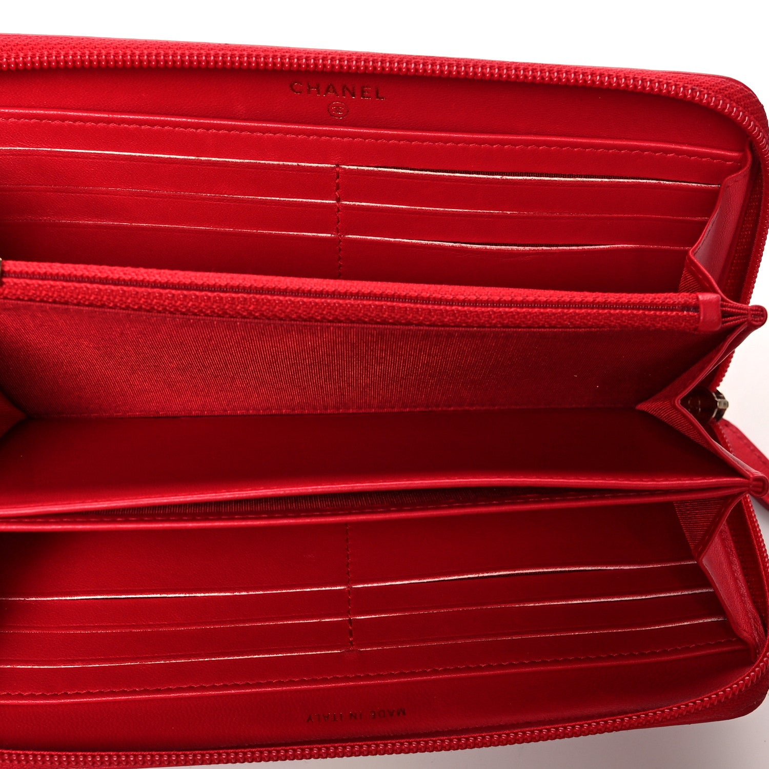 Chanel Lambskin Quilted Boy Zip Around Wallet Red 5 of 8