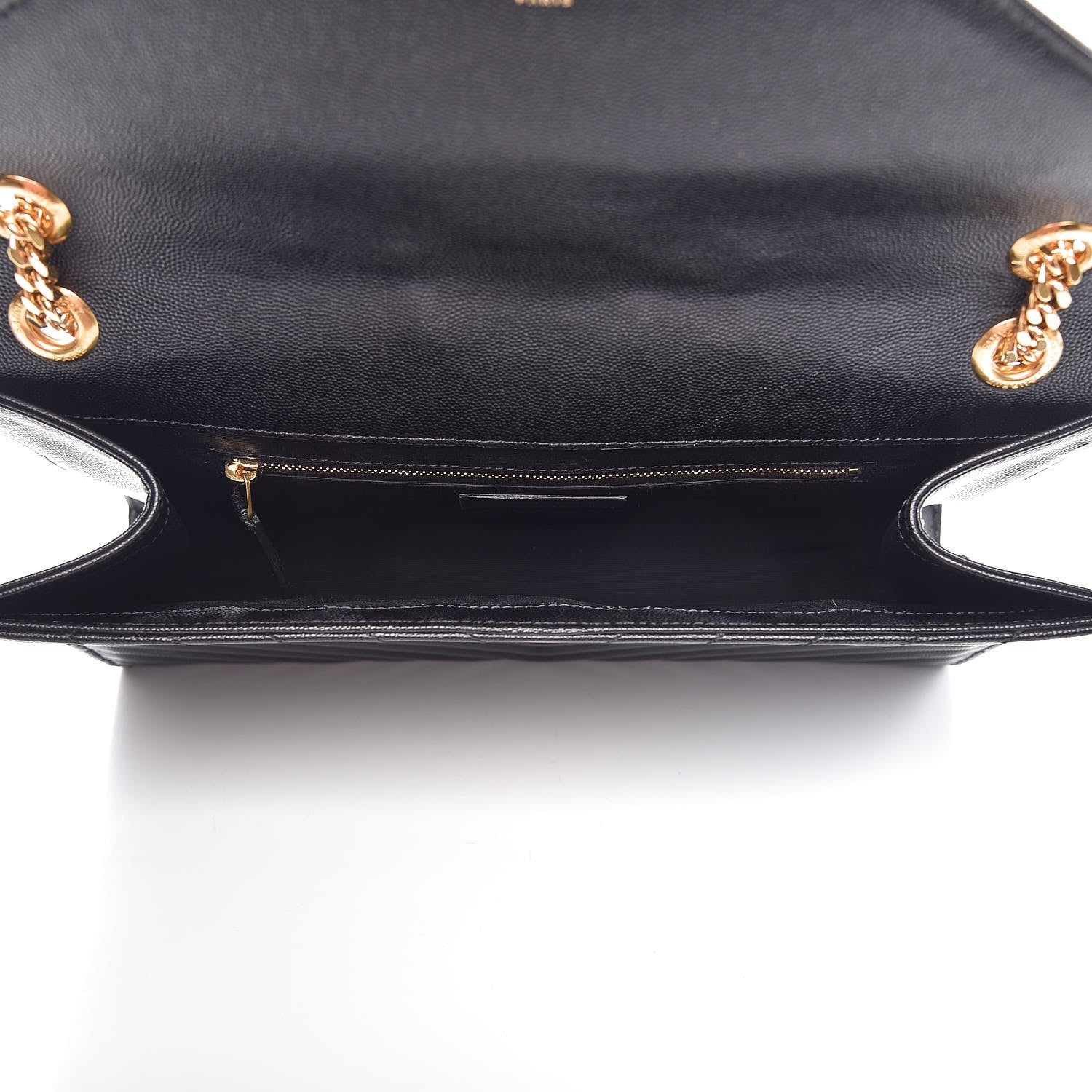Saint Laurent Grain De Poudre Matelasse Chevron Large Monogram Satchel Black 5 of 13