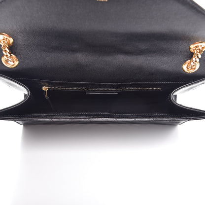 Saint Laurent Grain De Poudre Matelasse Chevron Large Monogram Satchel Black 5 of 13