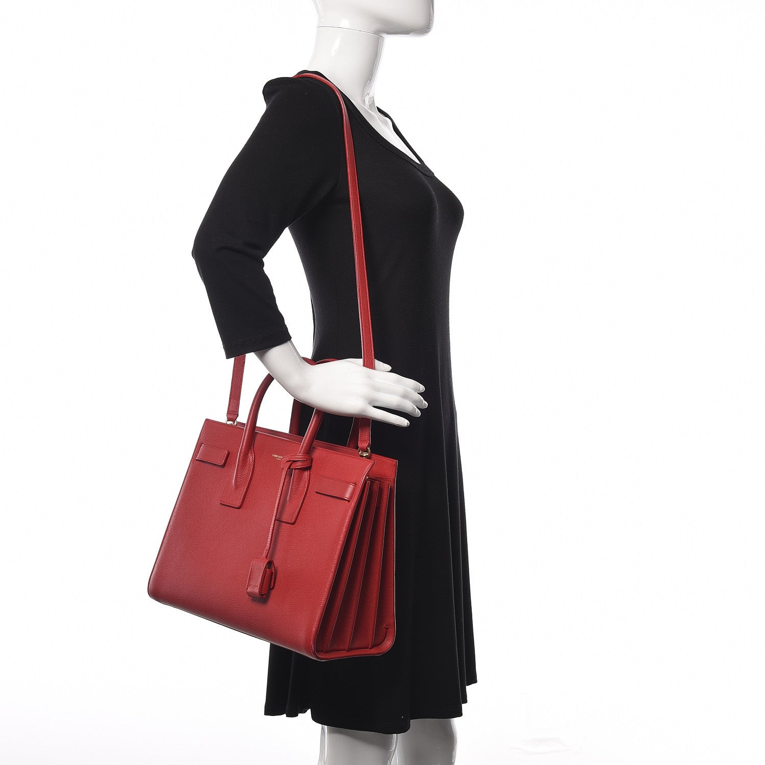 Saint Laurent Grained Calfskin Sac De Jour Lipstick Red 2 of 24
