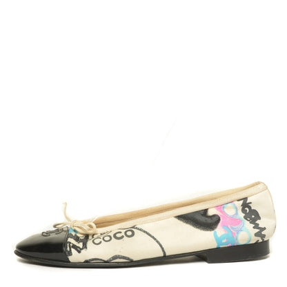 Chanel Patent Cap Toe CC Ballerina Flats 36 1 of 6
