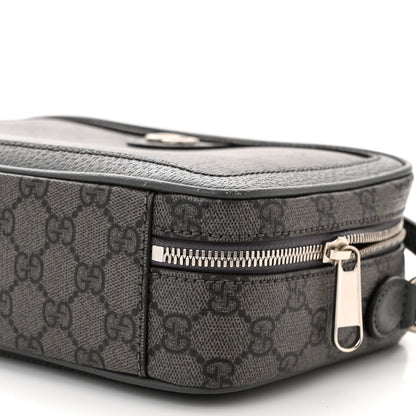 Gucci GG Supreme Monogram Textured Dollar Calfskin Small Ophidia Top Handle Shoulder Grey Black Graphite Grey 10 of 15