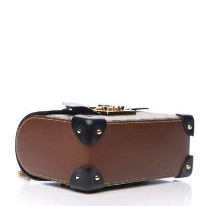 Gucci GG Supreme Monogram Small Padlock Bamboo Shoulder Bag Beige Black Cuir 3 of 10