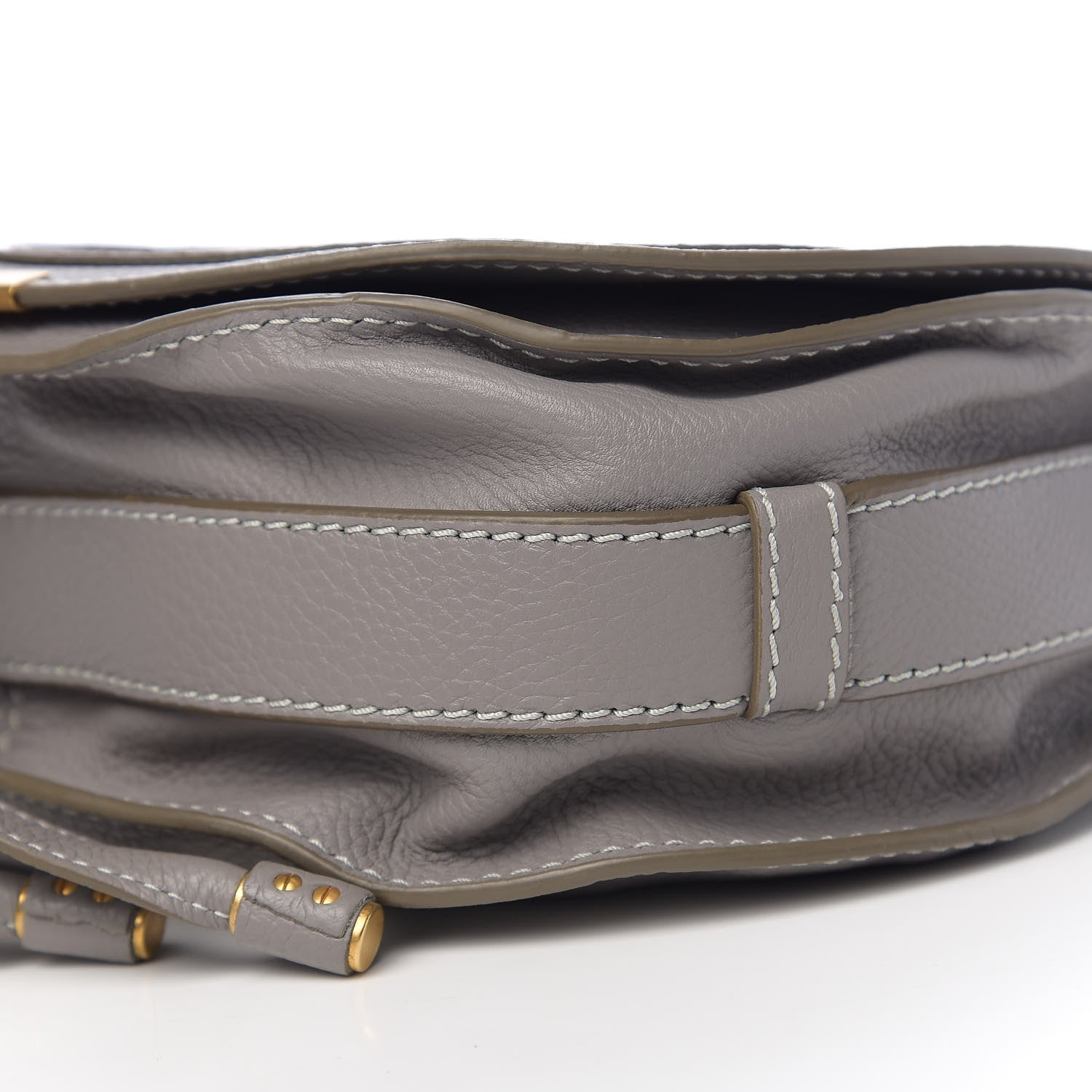 Chloe Grained Calfskin Medium Marcie Saddle Bag Cashmere Grey 7 of 8