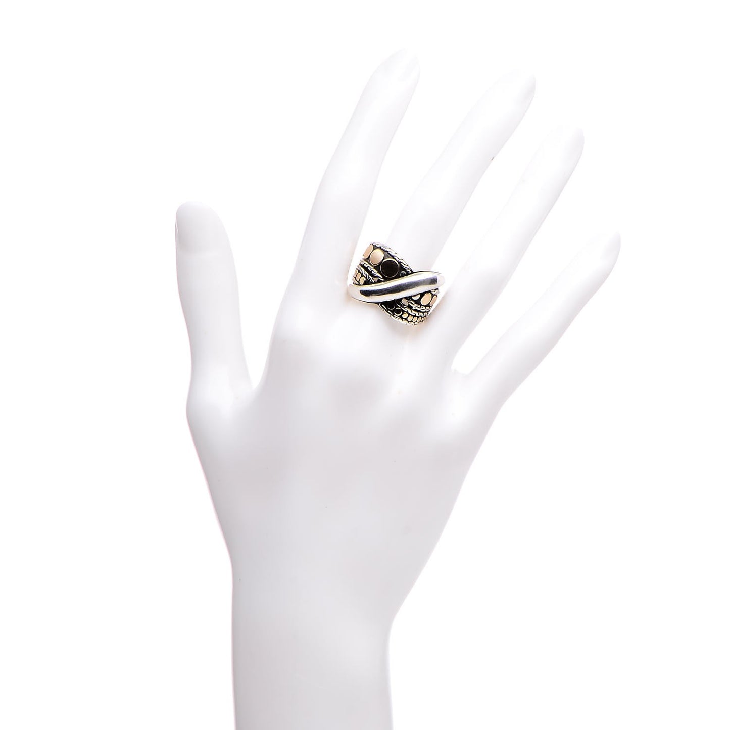 Sterling Silver 18K Yellow Gold Dot Menari Twist Ring 55.7 7.5