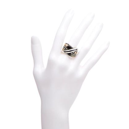 John Hardy Sterling Silver 18K Yellow Gold Dot Menari Twist Ring 55.7 7.5 2 of 6