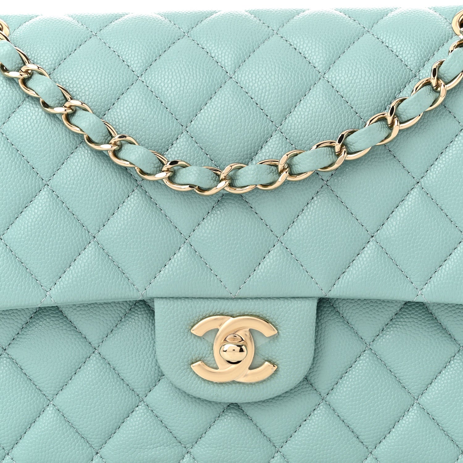 Chanel Caviar Quilted Medium Double Flap Light Blue 8 of 10