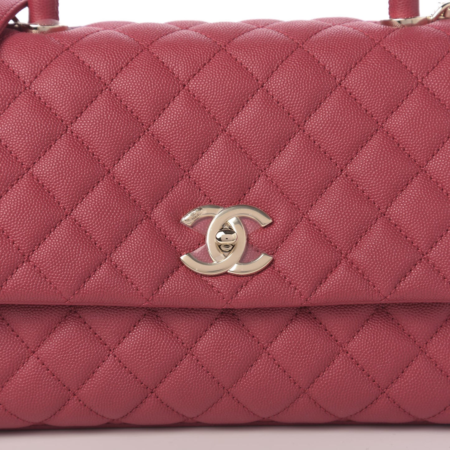 Caviar Quilted Small Coco Handle Flap Dark Pink