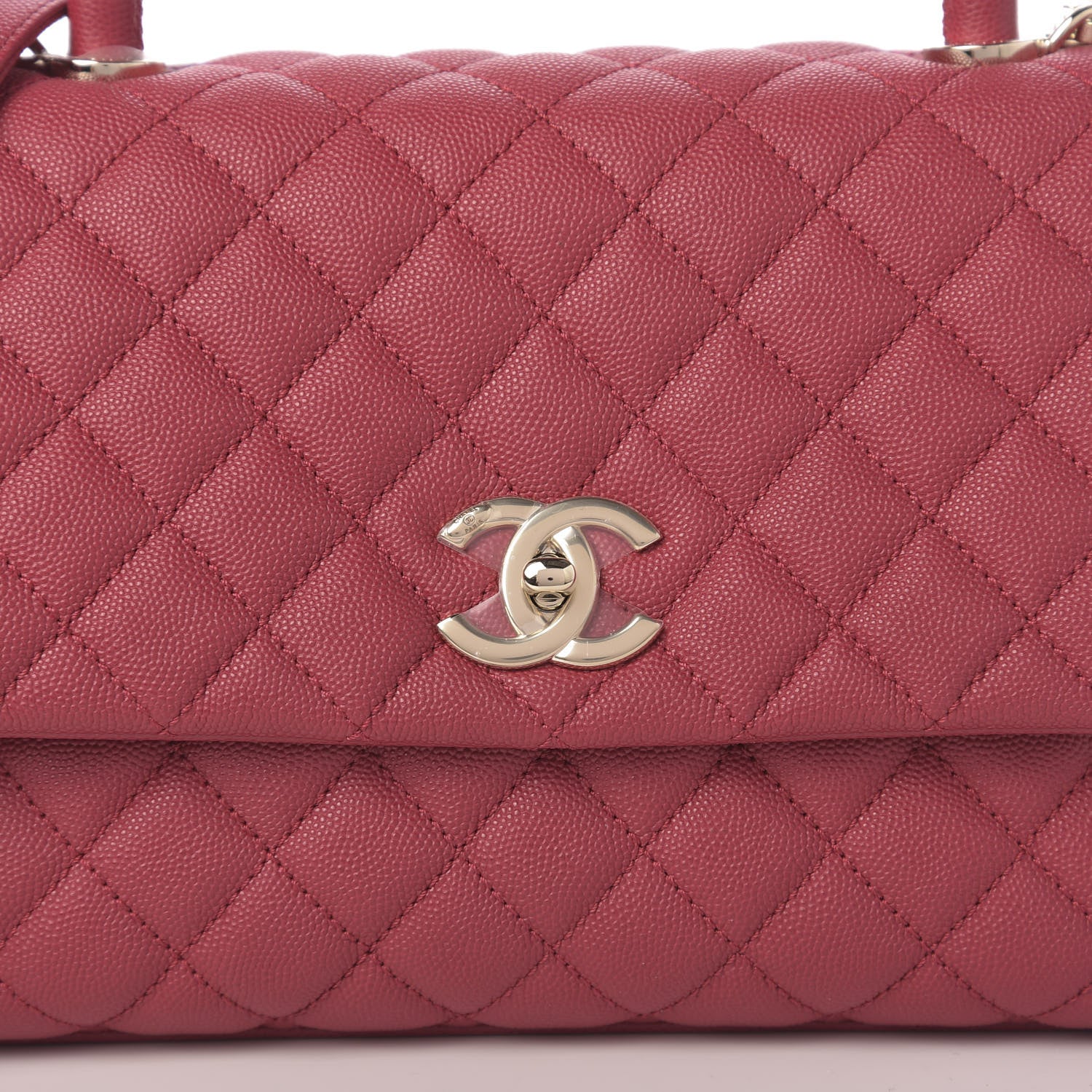 Chanel Caviar Quilted Small Coco Handle Flap Dark Pink 11 of 12