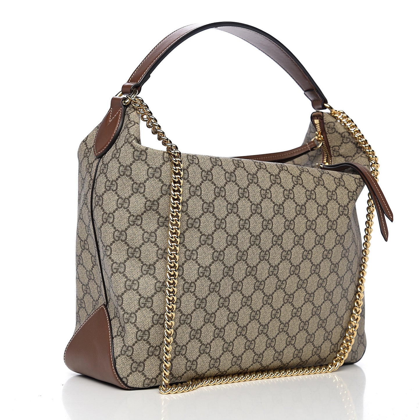 GG Supreme Monogram Large Linea A Hobo Light Brown