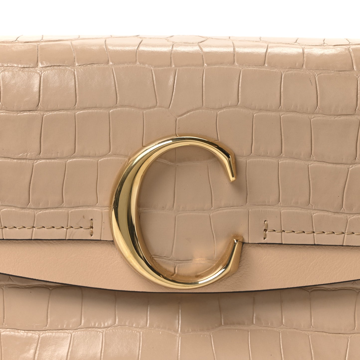 Calfskin Crocodile Embossed Small C Double Carry Nut