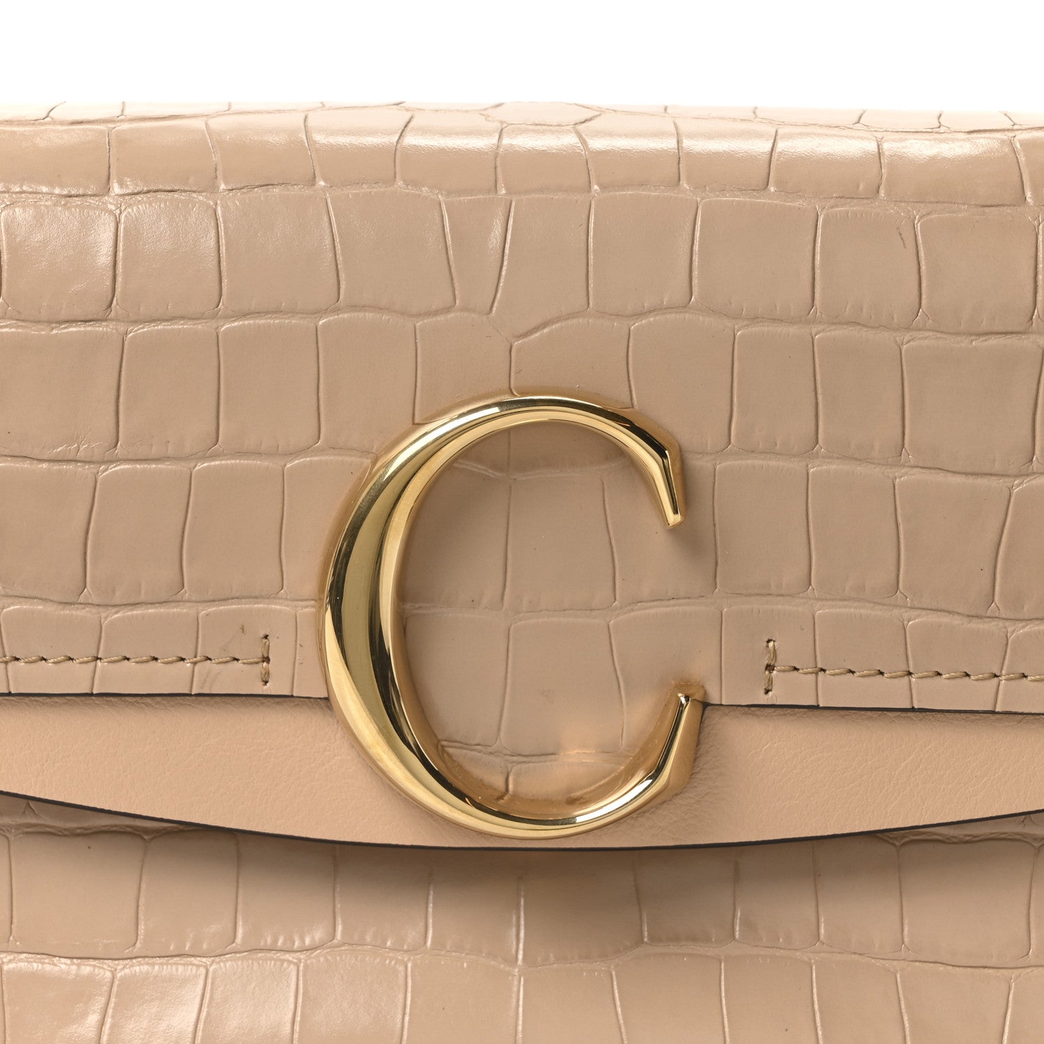 Chloe Calfskin Crocodile Embossed Small C Double Carry Nut 8 of 10