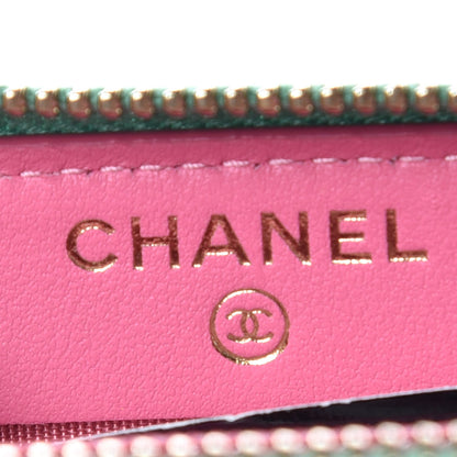 Chanel Caviar Quilted Medium Filigree Zip Around Wallet Pink Blue Green 6 of 10