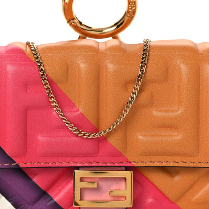Fendi Nappa FF Embossed Line Print Nano Baguette Charm White Multicolor 8 of 12