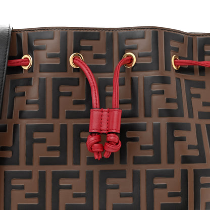 Fendi Vitello Grace F is Fendi Bi-Color FF 1974 Embossed Grande Mon Tresor Bucket Bag Maya Black Fragola 9 of 13