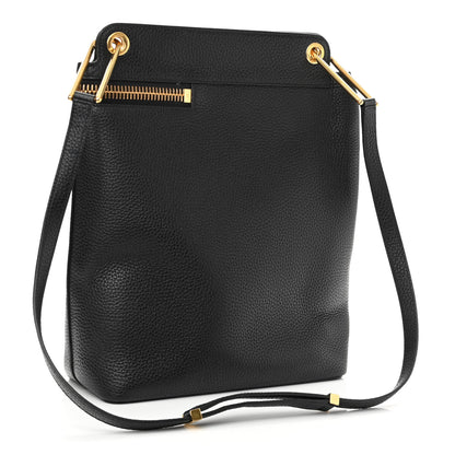 Tom Ford Pebbled Calfskin Zip Shoulder Bag Black 3 of 10