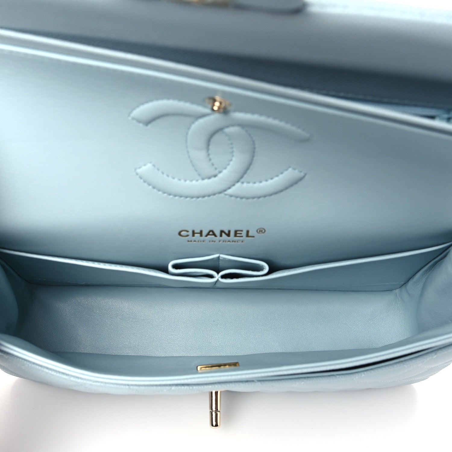 Chanel Caviar Quilted Medium Double Flap Light Blue 5 of 11