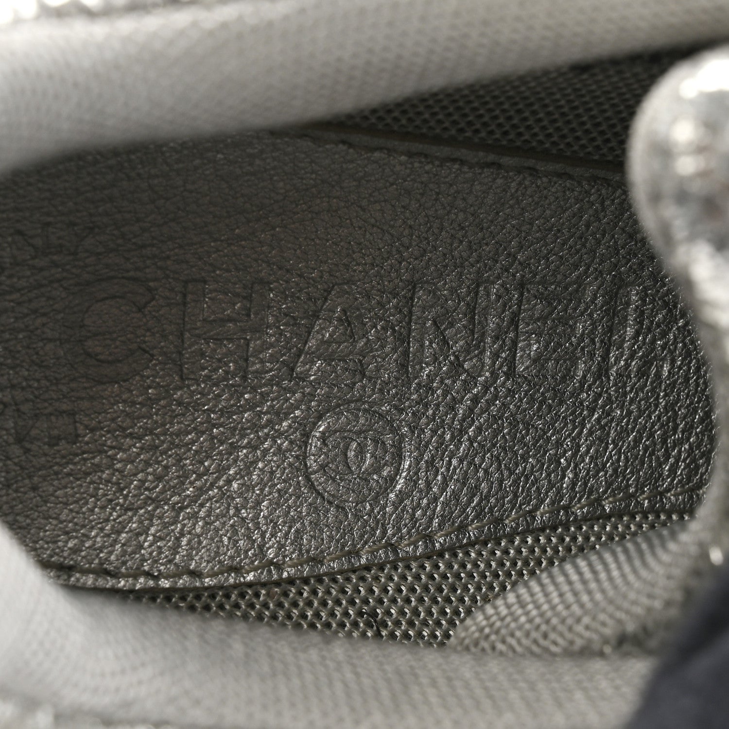 Chanel Metallic Crackled Calfskin CC Sneakers 36 Silver Black Navy 7 of 14