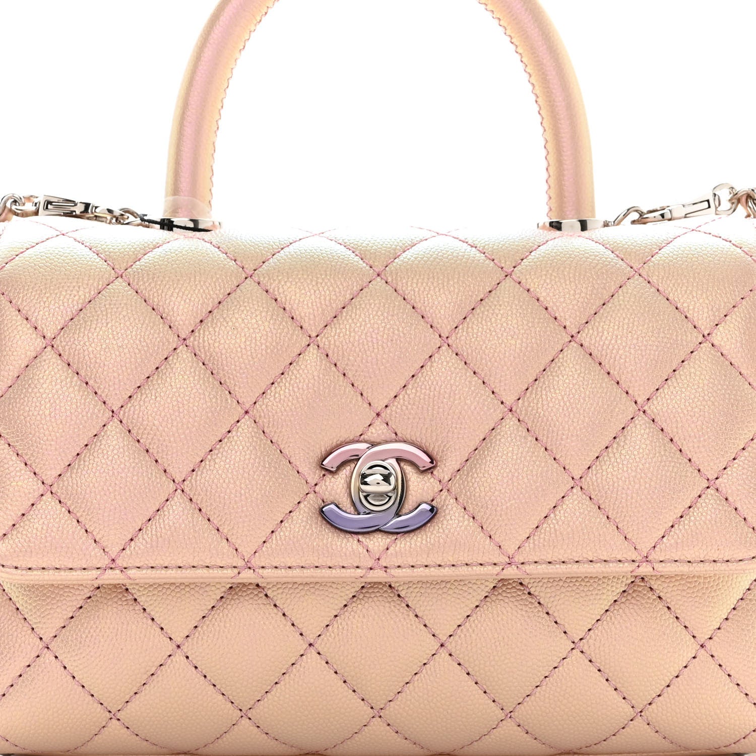 Chanel Iridescent Caviar Quilted Mini Coco Handle Flap Pink 8 of 9