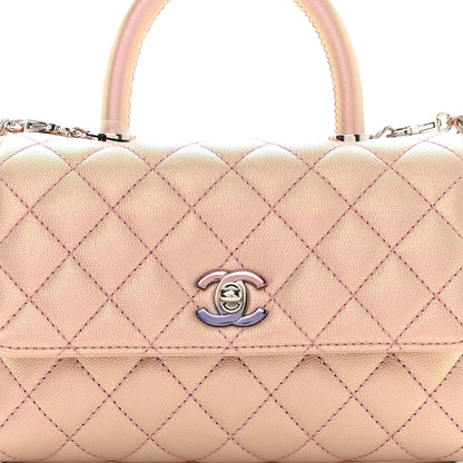 Chanel Iridescent Caviar Quilted Mini Coco Handle Flap Pink 8 of 9