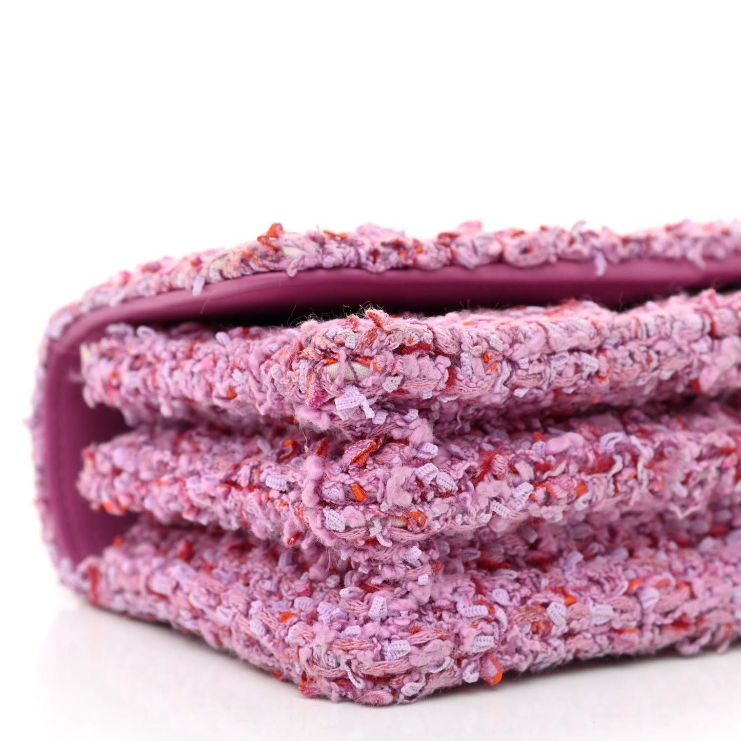 Tweed Enamel Quilted Pending CC Mini Wallet On Chain WOC Pink Purple