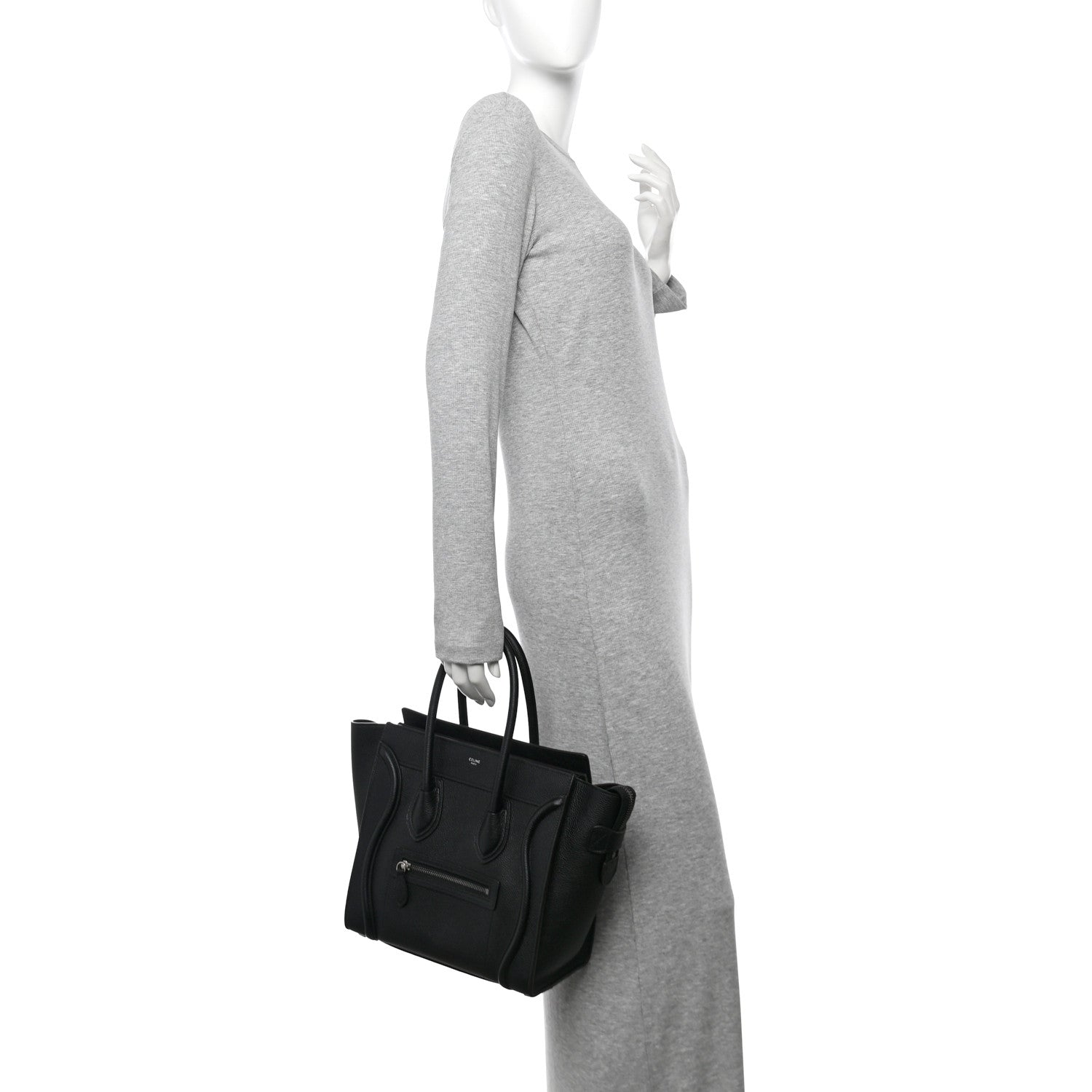 Celine Drummed Calfskin Micro Luggage Black 2 of 12