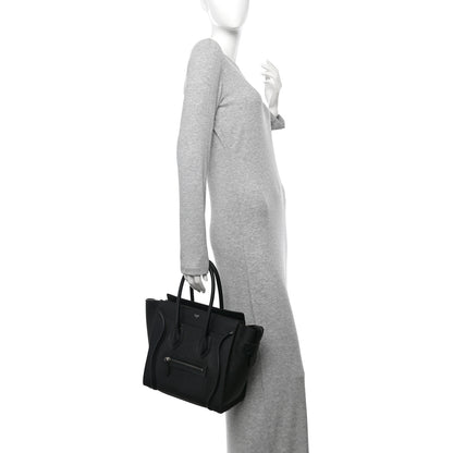 Celine Drummed Calfskin Micro Luggage Black 2 of 12