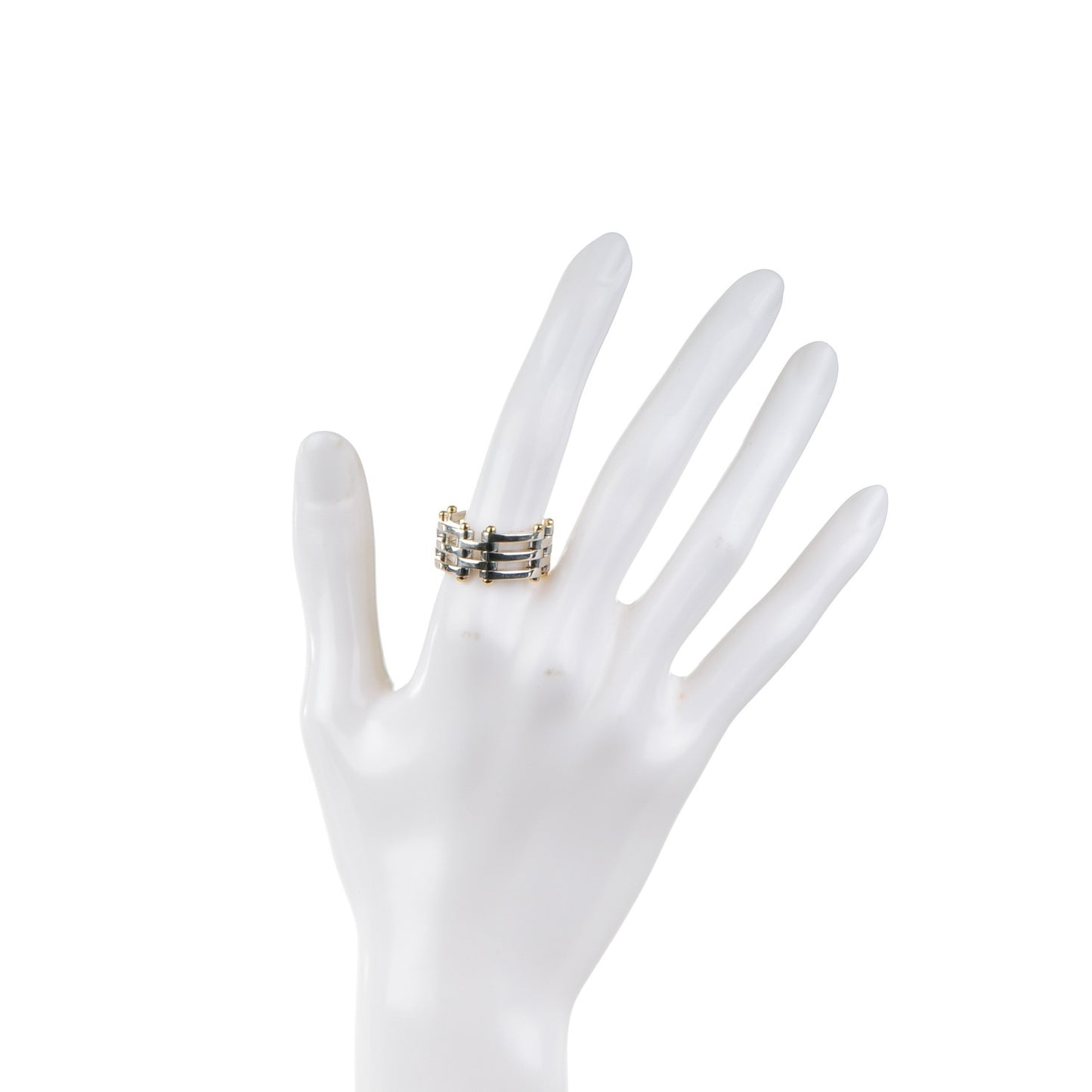 Sterling Silver 18K Yellow Gold Gatelink Ring 58 8.5