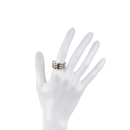 Tiffany Sterling Silver 18K Yellow Gold Gatelink Ring 58 8.5 2 of 6