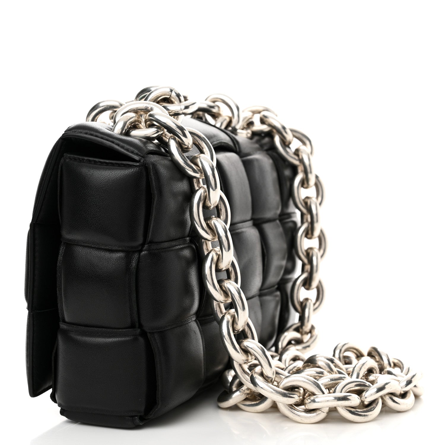Bottega Veneta Lambskin Maxi Intreccio Padded Chain Cassette Crossbody Bag Black 3 of 13