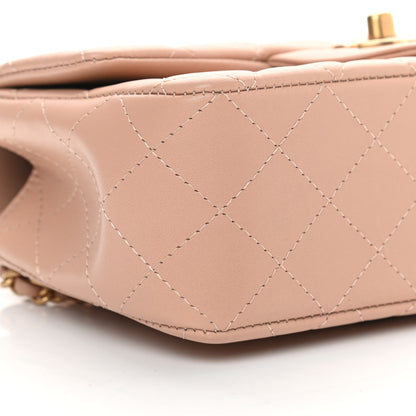 Chanel Lambskin Quilted Mini Top Handle Rectangular Flap Beige 9 of 12