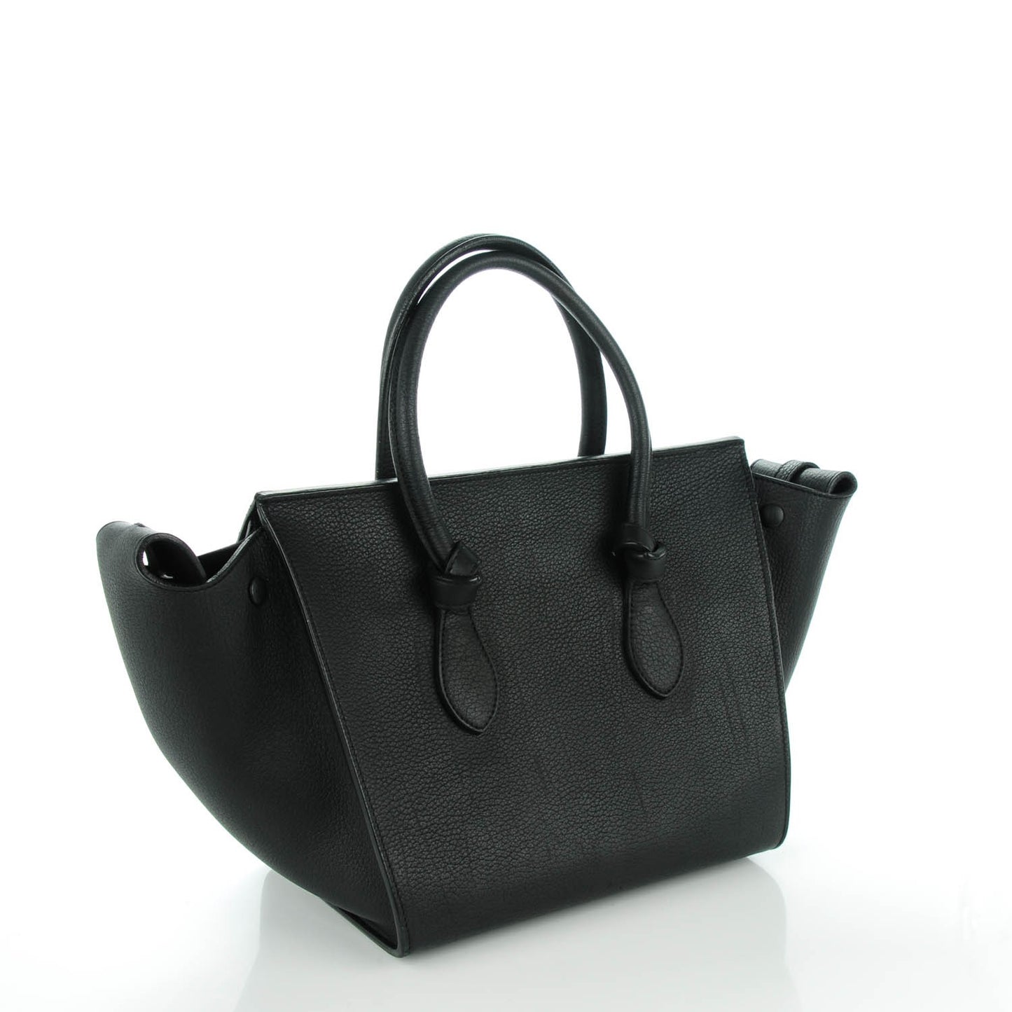 Crisped Calfskin Small Tie Knot Tote Black